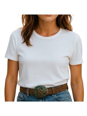 Albatros Genuine Leather Belt Brown Size L Western Country Cowgirl Boho Festival